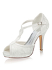 Peep Toe Platform T-Typ Hochzeitsschuhe Pfennigabsatz Brautschuhe