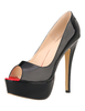 Peep Toe Pumps High Heel Plattform schwarze Sexy Schuhe für Frauen