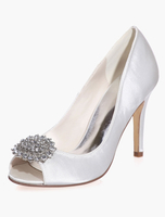 Peep Toe Satin Abend & Braut Sandalen