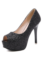Peep Toe Schuhe Stiletto Heel Chic Pailletten Stoff Chic Sandale Pumps