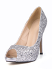Peeptoe-Pumps aus Paillettestoff