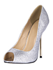 Peeptoe-Pumps aus Paillettestoff in Silber