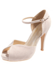 Peeptoe-Pumps in Ekrü-Weiß