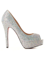 Peeptoe-Pumps mit Perlen-Applikation