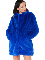 Pelzmantel Lange Ärmel Gelb mit Umlegekragen Pelzjacke Kunstfell Jacke Kunstpelz Wintermantel