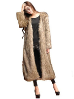 Pelzmantel Lange Ärmel Kamel Pelzjacke Kunstfell Jacke Kunstpelz Wintermantel