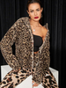 Pelzmantel Lange Ärmel Leopardenmuster mit Leopard-Korn Optik und Umlegekragen und Taschen Pelzjacke Kunstfell Jacke Kunstpelz Wintermantel