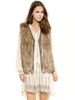 Pelzmantel ärmellos Kamel mit Rundkragen Pelzjacke Kunstfell Jacke Kunstpelz Wintermantel