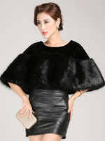 Pelzmantel Schwarz mit Umlegekragen Pelzjacke Kunstfell Jacke Kunstpelz Wintermantel