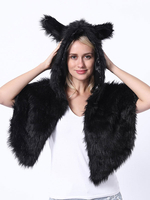 Pelzmütze für Damen Polyester Mütze Schwarz Schal Kostümzubehör