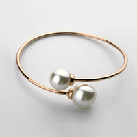 Perle Armreif Ohrringe Gold Damen-Doppel Perlen Armband
