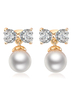 Perle Ohrringe weißer Schleife Zirkonia Brautschmuck Hochzeit
