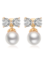 Perle Ohrringe weißer Schleife Zirkonia Brautschmuck Hochzeit