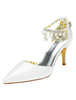 Perlen Brautschuhe High Heel spitz Zehen weiße Pumps Damen Ankle Strap elegante Strass Abend Schuhe