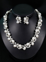 Perlen Halskette Set Hochzeit Schmuck Strass Brautschmuck