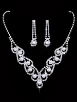 Perlen Hochzeit Halskette Set Silber Strass Vintage-Schmuck-Set Braut Ohrringe und Halskette