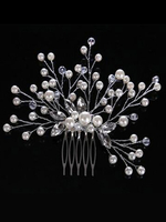Perlen Hochzeit Kopfschmuck Weiß Kamm Strass Braut Kopfschmuck