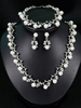 Perlen Hochzeit Schmuck Set Strass Vintage Braut Armband Ohrringe Halskette Set