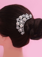 Perlen Kamm Hochzeit Kopfschmuck Silber Braut Haarschmuck