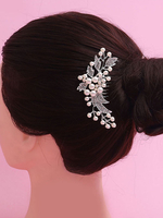 Perlen Kamm Hochzeit Kopfschmuck Silber Braut Haarschmuck