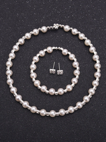 Perlen Schmuck Set Hochzeit Braut Strass Vintage Armband Ohrringe Halskette Set