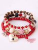 Perlen Stapeln Armbänder Set Herz Quaste Charm Armband