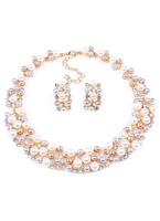 Perlenkette kurz Perlenschmuck Set Braut Multi-Strang