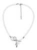 Perlenkette Vintage Bow Strass Anhänger Halskette