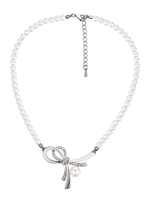Perlenkette Vintage Bow Strass Anhänger Halskette