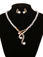 Perlenschmuck Set Y Halskette mit Ohrstecker