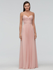 Pfirsich Brautjungfer Kleid trägerlos Schatz A Line Plissee Maxi Hochzeit Kleid