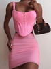 Pink Cami Top Off Die Schulter Ärmelloses Polyester Sexy Top