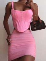 Pink Cami Top Off Die Schulter Ärmelloses Polyester Sexy Top
