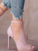 Pink High Heels Wildleder Peep Toe Knöchelriemen Stiletto Heels Damen Schuhe