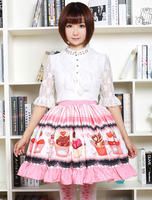 Pink Lolita Kleid süßen Cupcake gedruckt Lolita Rock mit Rüschen Trim