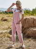 Pink Overalls Square Neck Ärmellose Taschen Übergroße Polyester Straight Summer One Piece Outfit