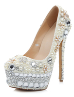 Plateau-Pumps mit Kunstdiamanten