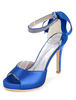 Plattform-Hochzeit Schuhe Satin Sandalen Damen High Heel Ankle Strap Stiletto Brautschuhe