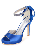 Plattform-Hochzeit Schuhe Satin Sandalen Damen High Heel Ankle Strap Stiletto Brautschuhe