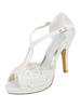 Plattform Hochzeitsschuhe T-Bar Sandalen Perlen Peep Toe Stiletto Heel Brautschuhe