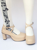 Plattform Lolita Sandalen Chunky Heel Apricot Cross Strap Runde Lolita Schuhe