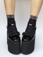 Plattform Lolita Schuhe schwarze Chunky Heel Ankle Strap Lolita Pumpen mit Bogen