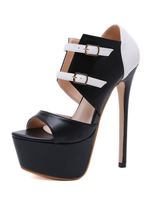 Plattform Peep Toe Sexy Sandalen High Heel 6.7 "Pfennigabsatz Schuhe mit Schnallen