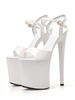 Pleaser Heels Sexy 8 Zoll High Heel Sandalen Weiße Lackleder Stripper Schuhe mit offenen Zehen