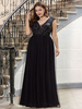 Plus Size Abendkleid A-Linie V-Ausschnitt Chiffon bodenlangen Pailletten Social Party Kleider