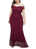 Plus Size Abendkleid für Frauen Dunkelrotes Polyester Bateau bodenlanges Abendkleid