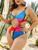 Plus Size Badeanzug für Frauen Blue Polyester Sexy Badeanzug