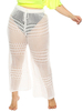 Plus Size Bademode vertuschen Hosen Frauen Drawstring White Sheer Crochet Bottom