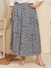 Plus Size Blaues Kleid Blumendruckmuster Natürliche Taille Sommerkleid