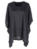 Plus Size Bluse für Frauen Black Jewel Neck Half Sleeves Oversized Casual Oversized Shirt